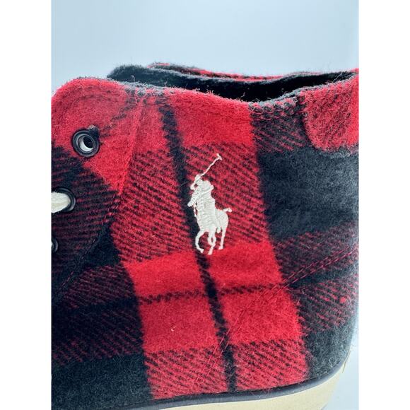 Polo Ralph Lauren Buffalo Plaid Flannel Hi Top Sneakers Pony Logo Mens 6.5 main image 7